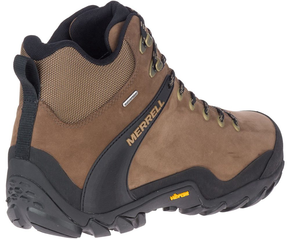 Merrell Hiking Boots Brown/Black - Chameleon 8 Leather Mid Waterproof - Mens 72XFWHLYT